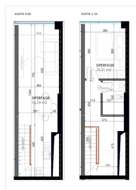 Durres, shitet apartament duplex 2+1 Kati 0, 67 m² (golem)