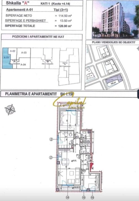 Tirane, jepet me qera ambjent biznesi Kati 1, 128 m² 800 € (BULEVARDI I RI)
