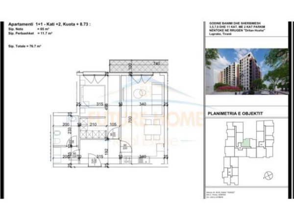 Tirane, shes apartament 1+1+BLK Kati 2, 77 m² 88.000 Euro (Laprake)