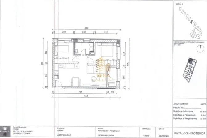 Tirane, shitet apartament 2+1+Ballkon Kati 5, 70 m² 118.000 € (Ali Demi)