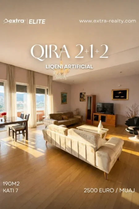 Tirane, jepet me qera apartament 2+1+Ballkon Kati 7, 2.500 € (Liqeni Artificial)