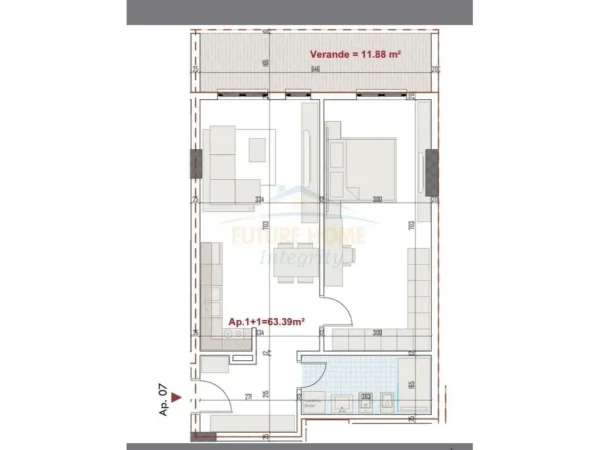 Tirane, shitet apartament 1+1 Kati 0, 73 m² 78.940 € (Paskuqan Ringside Rezidence)