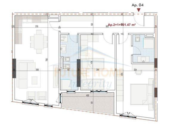 Tirane, shitet apartament 2+1+Ballkon Kati 1, 117 m² 128.920 € (RingSide Rezidence 3)