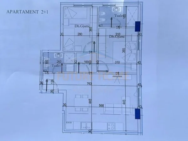 Tirane, shitet apartament 2+1 Kati 4, 86 m² 111.670 € (Dogana)