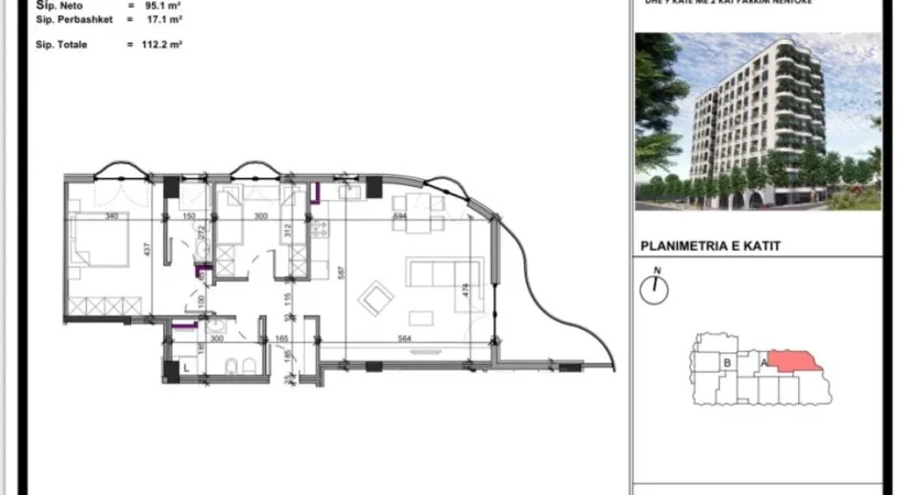 Tirane, shitet apartament 2+1 Kati 8, 112 m² 134.640 € (PASKUQAN)