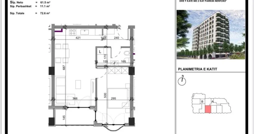Tirane, shitet apartament 1+1+Ballkon Kati 7, 72 m² 87.120 € (PASKUQAN)