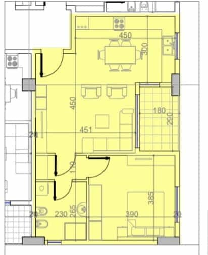 Tirane, shes apartament 1+1 Kati 5, 75 m² 90.400 € (Paskuqan)