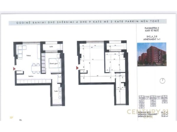 Tirane, shes apartament 1+1 Kati 3, 79 m² 130.000 € (Siri Kodra)