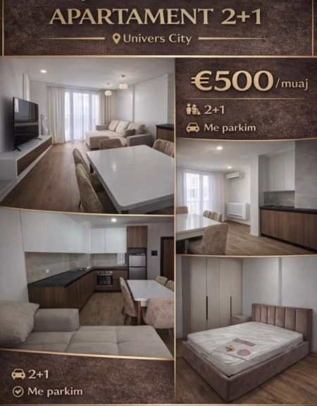 Tirane, jepet me qera apartament 2+1+Ballkon Kati 4, 80 m² 500 € (UNIVERS CITY, QTU)