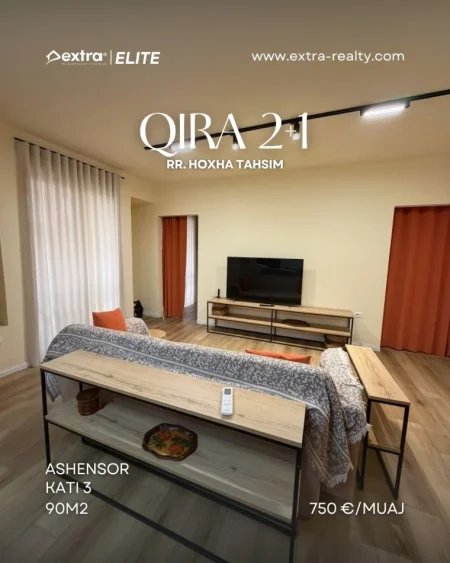 Tirane, jepet me qera apartament 2+1 Kati 3, 90 m² 750 € (Rruga Hoxha Tahsim)