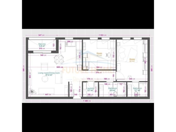 Tirane, shitet apartament 2+1 Kati 6, 112 m² 116.000 € (Univers City)
