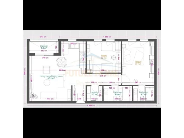 Tirane, shitet apartament 2+1 Kati 6, 112 m² 116.000 € (Univers City)