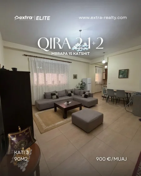 Tirane, jepet me qera apartament 2+1+Ballkon Kati 3, 900 € (Mbrapa 15 kateshit)