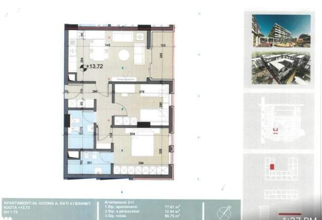 Tirane, shitet apartament 2+1+BLK Kati 4, 90 m² 73.000 Euro (Univers City)