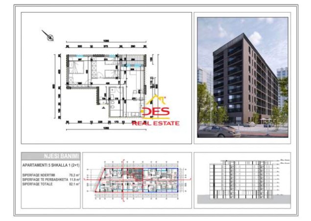 Vlore, shitet apartament 2+1+BLK Kati 2, 950 Euro/m2 (Rruga Pelivan Leskaj)