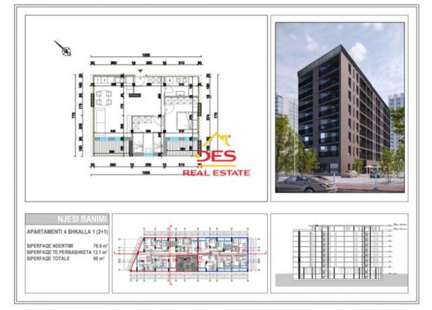 Vlore, shitet apartament 2+1+BLK Kati 2, 950 Euro/m2 (Rruga Pelivan Leskaj)