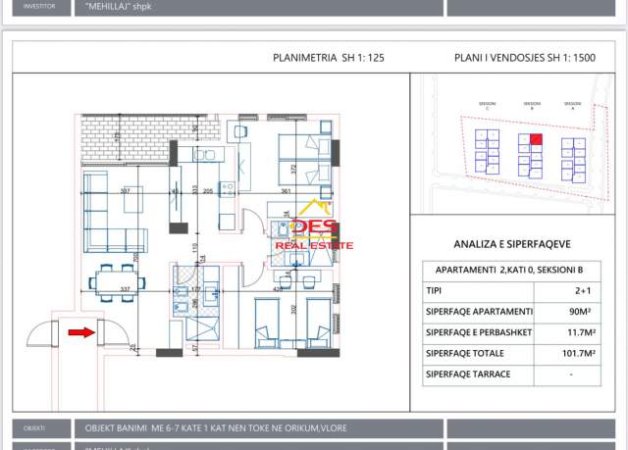 Shqiperi, shitet apartament Kati 2, 101 m² 850 Euro/m2 (Orikum)