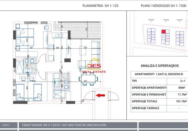 Shqiperi, shitet apartament Kati 2, 101 m² 850 Euro/m2 (Orikum)