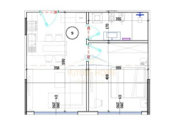 Durres, shitet apartament 1+1 Kati 6, 56 m² 72.540 € (Liburna Residence, Qerret)