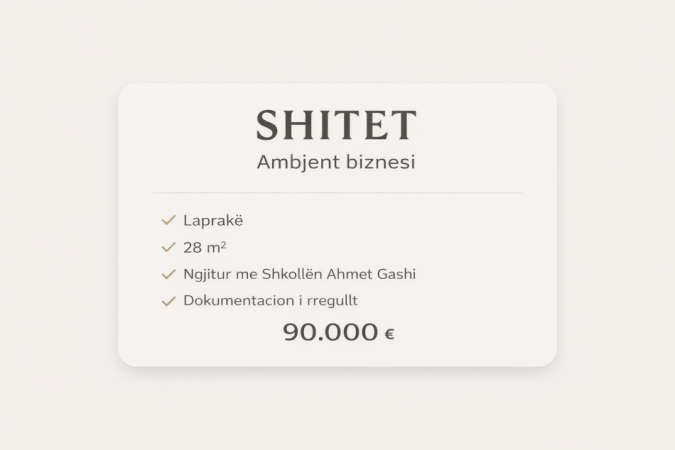Shitet ambjent biznesi ne Laprake  nga Pronari, pa-komision Kati 0, 28 m² 90.000 € (Laprake)
