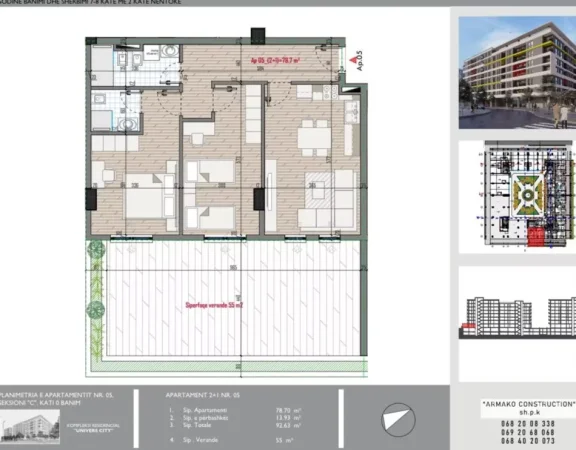 Apartament 2+1+Ballkon Kati 0, 93 m² (Univers City)