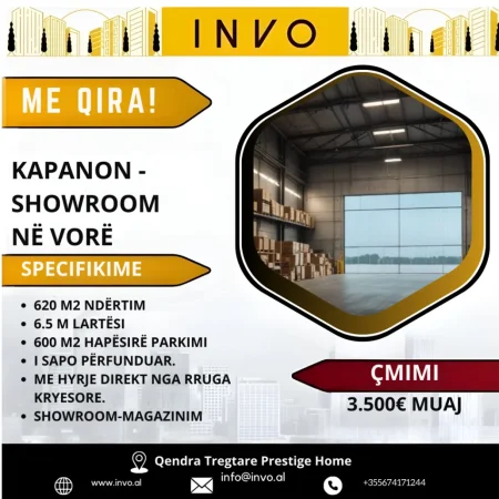 Tirane, jepet me qera ambjent biznesi Kati 0, 620 m² 3.500 € (Vore)