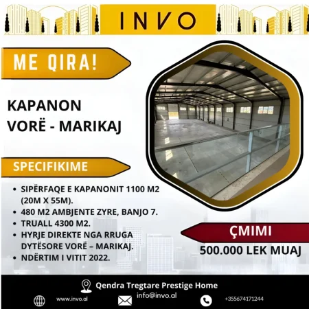 Tirane, jepet me qera ambjent biznesi Kati 0, 1.500 m² 500.000 € (Vore)