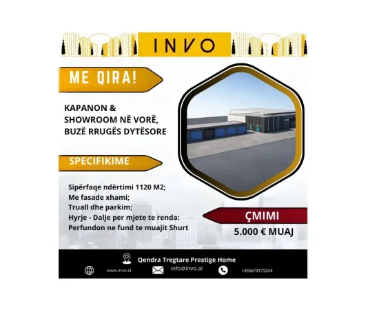 Tirane, jepet me qera ambjent biznesi Kati 0, 1.120 m² 5.000 € (Vore)