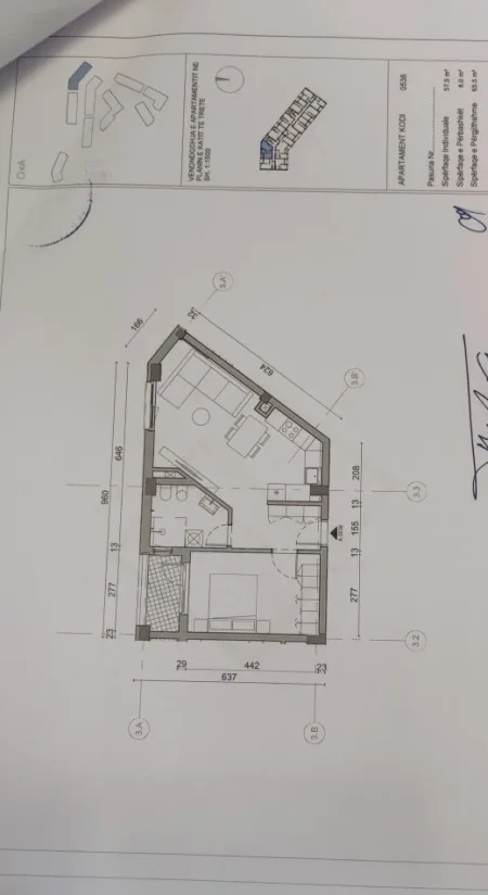 Tirane, shitet apartament 1+1+Ballkon Kati 1, 58 m² (Dalip Topi)