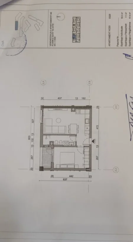 Tirane, shitet apartament 1+1+Ballkon Kati 1, 58 m² (Dalip Topi)