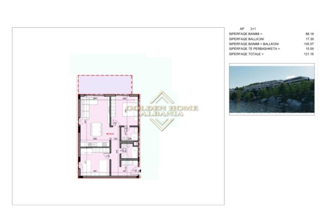 Tirane, shitet apartament 2+1 , 12.116 m² 242.320 € (Farke)