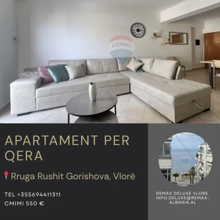 Vlore - Lungomare, jepet me qera apartament 2+1+Ballkon Kati 8, 102 m² 550 € (Rruga Rushit Gorishova, pranë Market Xhihanka)