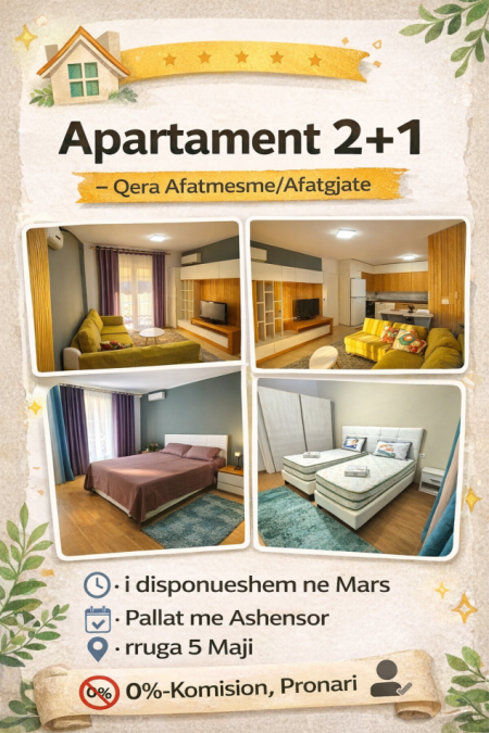 Me Qera Ap.2+1, 75.000 L(Me Kontrate Noteriale *Pronari)