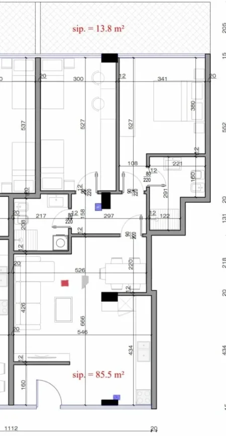 Tirane, shes apartament 2+1 Kati 0, 109 m² (Rruga e Dajtit)