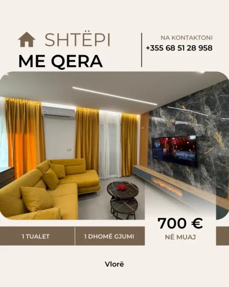 Vlore, jepet me qera apartament 1+1+Ballkon Kati 4, (Tek Rrapi ne Lungomare)