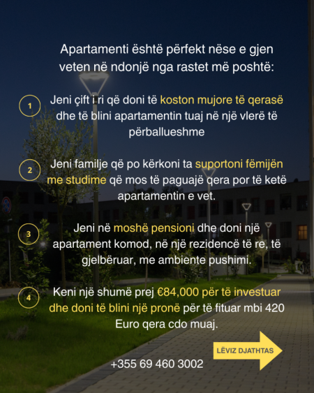 Tirane, shes apartament 1+1+Ballkon Kati 5, 47 m² 84.000 € (Rruga Pasho Hysa, Kompleksi Kadiu (Kontakt))