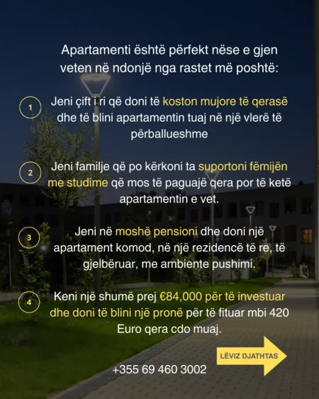 Tirane, shes apartament 1+1+Ballkon Kati 5, 47 m² 84.000 € (Rruga Pasho Hysa, Kompleksi Kadiu (Kontakt))