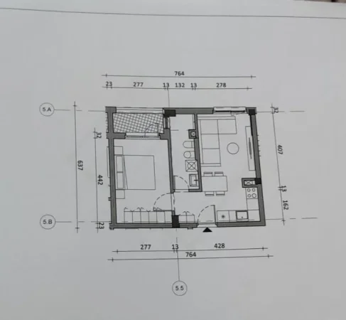 Tirane, shitet apartament 1+1+Ballkon Kati 1, 54 m² 7.931.500 € (FRESKU)