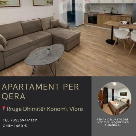 Vlore - Lungomare, jepet me qera apartament 1+1 , 74 m² 450 € (Lungomare, pranë Hotel Primavera, Vlorë)
