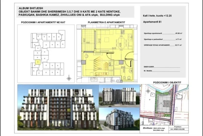Tirane, shitet apartament 1+1+Ballkon Kati 3, 56 m² 69.700 € (Paskuqan)