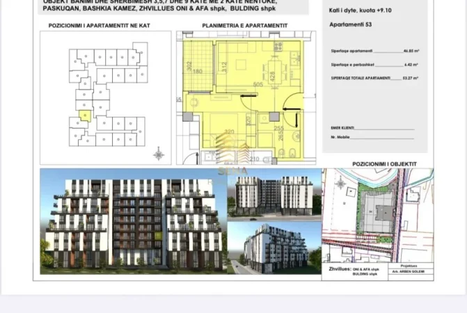 Tirane, shitet apartament 1+1+Ballkon Kati 3, 53 m² 66.600 € (Paskuqan)