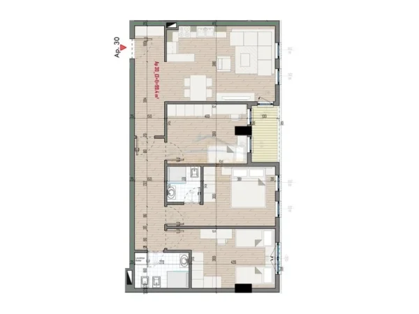 Tirane, shitet apartament 3+1+Ballkon Kati 4, 116 m² 