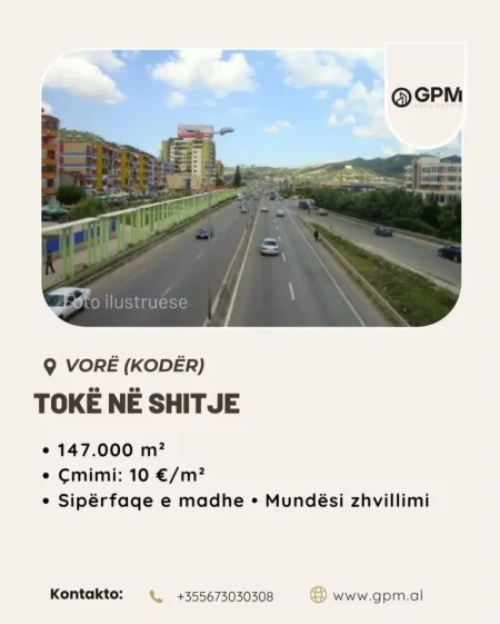 Vore, shitet toke , 147.000 m² ,vetëm 10 €/m.