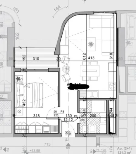 Tirane, shitet apartament 1+1+Ballkon Kati 11, 75 m² 210.000 € (Bazzar Gate)