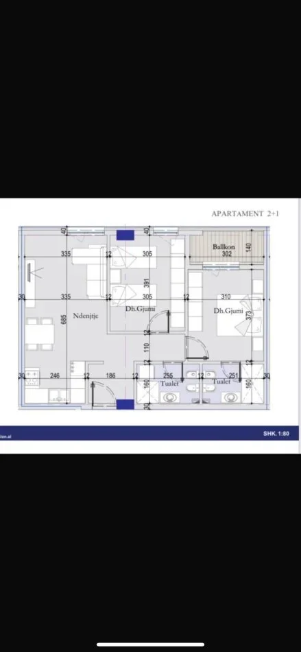 Tirane, shitet apartament 2+1+Aneks+Ballkon Kati 3, 88 m² 127.000 € (casa italia)