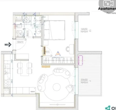 Tirane, shitet apartament 1+1 Kati 8, 75 m² 195.000 € 