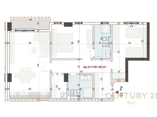 Tirane, shitet apartament 2+1 Kati 5, 105 m² 105.000 € ('RINGSIDE RESIDENCES' PRANË BULEVARDIT TË RI NË PASKUQAN)