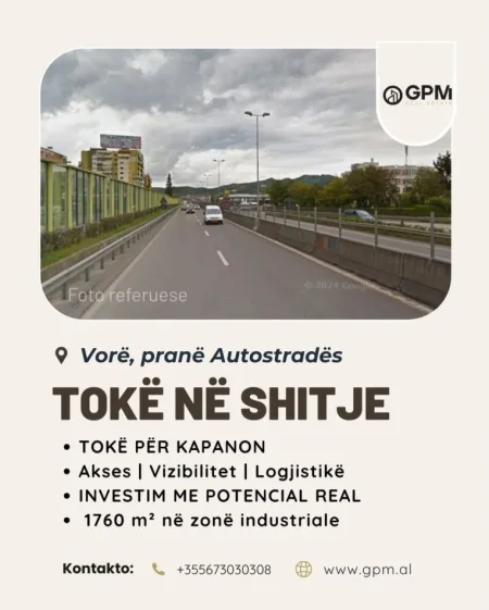 TOKË NË SHITJE NË VORË , 1.760 m² .