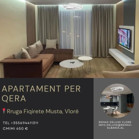 Vlore, jepet me qera apartament 2+1 Kati 9, 86 m² 650 € (Rruga Fiqirete Musta, Vlore)