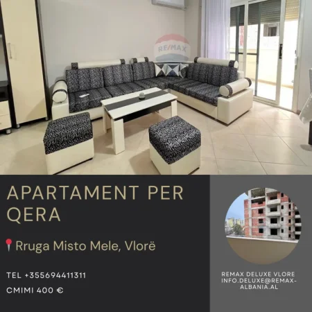 Vlore, jepet me qera apartament 1+1 Kati 5, 90 m² 400 € (Pas Parkut Aulona, Rruga Misto Mele, Vlorë)